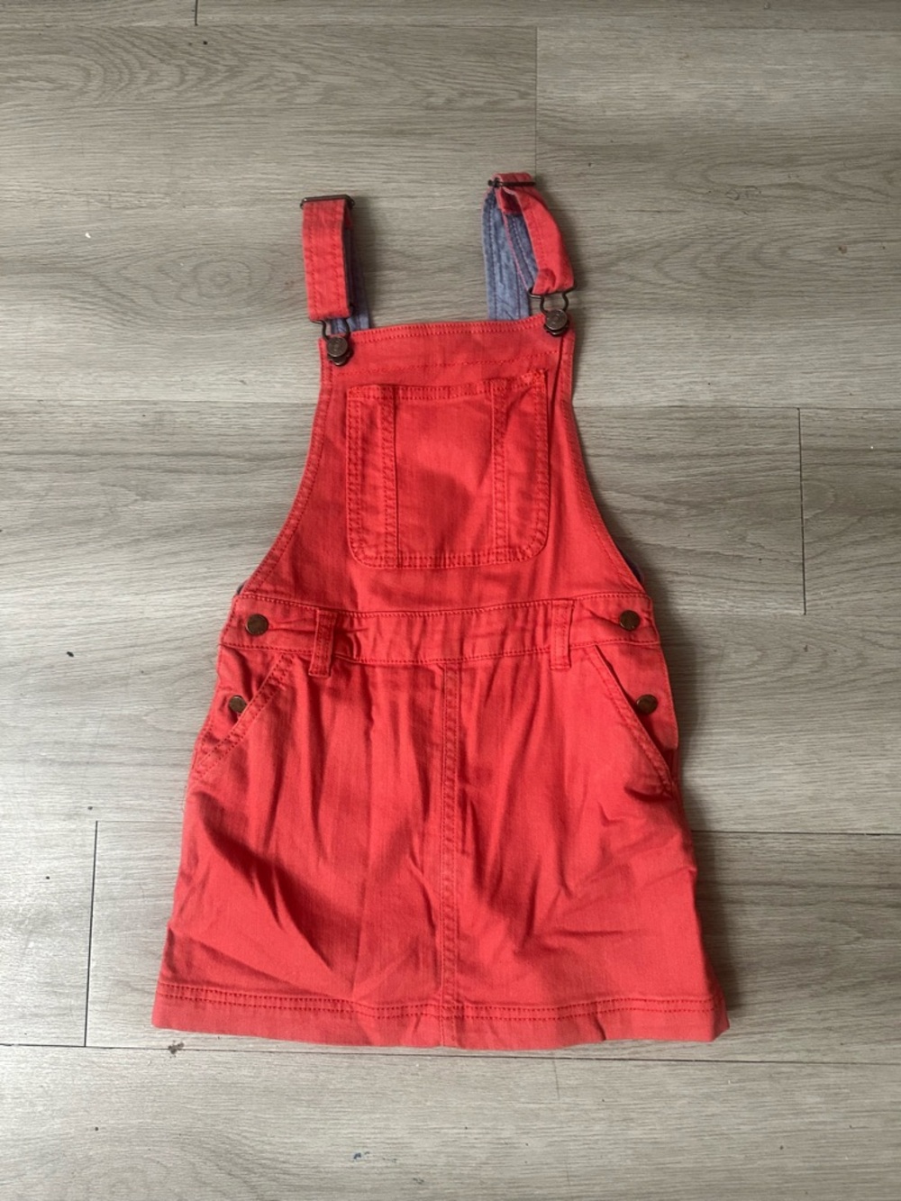 Fat Face Red Denim Pinafore Skirt for Kids -size 8